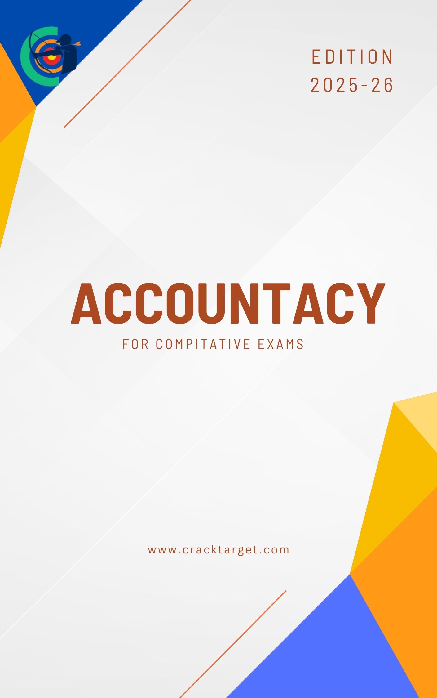 Cover of the book titled 'Accountancy for Competitive Exams' with a modern geometric design and publication details.